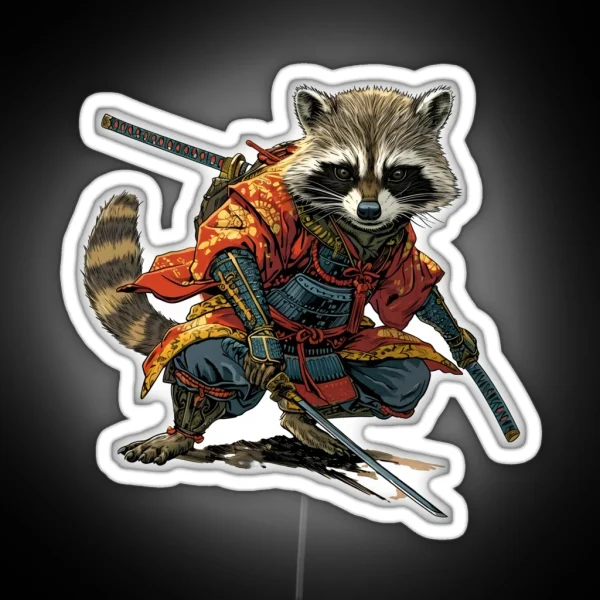 Racoon Samurai RGB Neon Sign