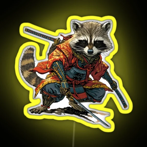 Racoon Samurai RGB Neon Sign