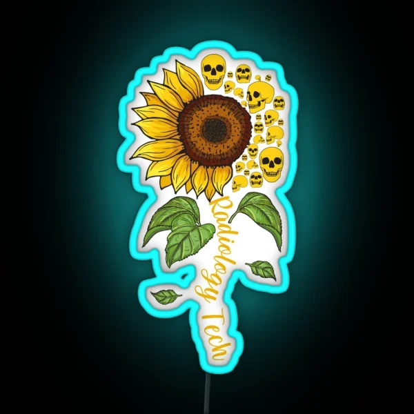 Radiology Tech Sunflower Skulls RGB Neon Sign