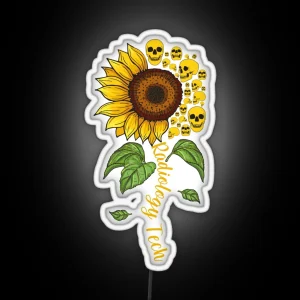 Radiology Tech Sunflower Skulls RGB Neon Sign