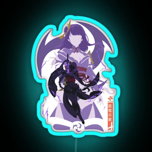 Raiden Shogun Baal Genshin Impact Fanart Keychain RGB Neon Sign