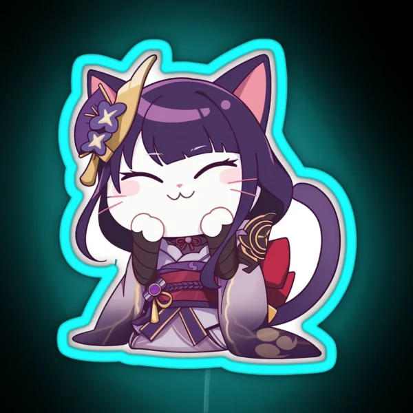 Raiden Shogun Cat RGB Neon Sign