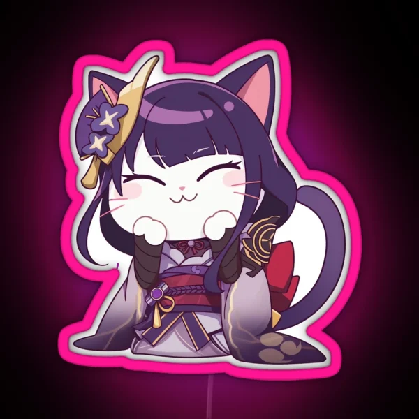 Raiden Shogun Cat RGB Neon Sign