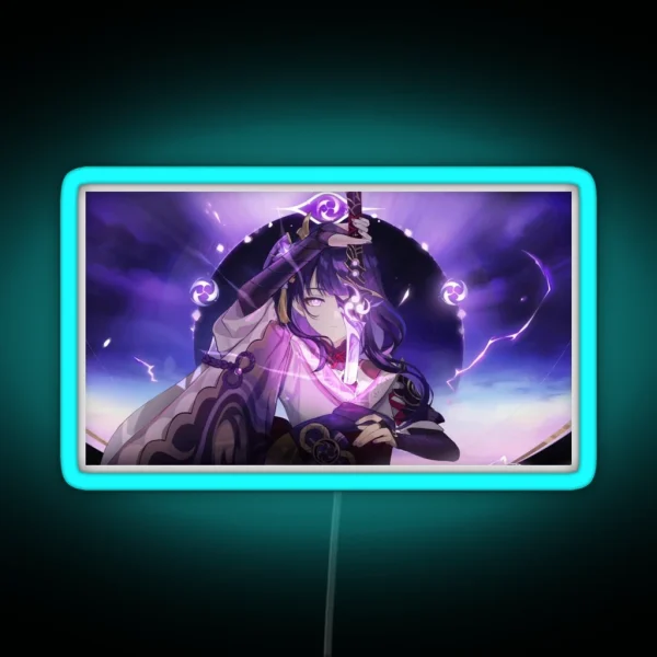Raiden Shogun Genshin Impact Poster RGB Neon Sign