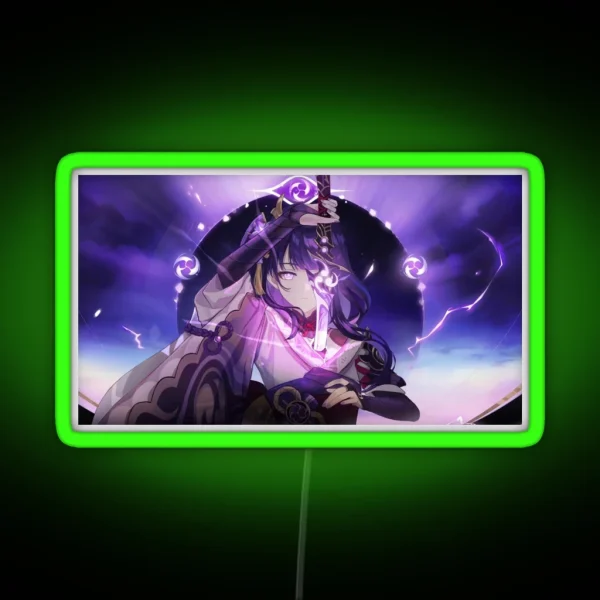 Raiden Shogun Genshin Impact Poster RGB Neon Sign