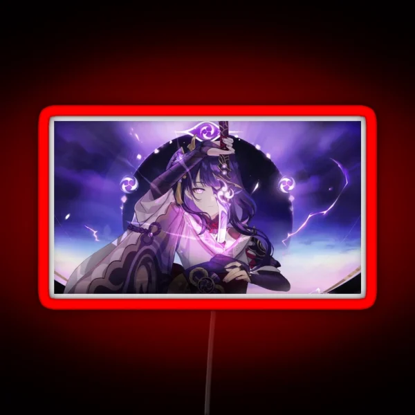 Raiden Shogun Genshin Impact Poster RGB Neon Sign