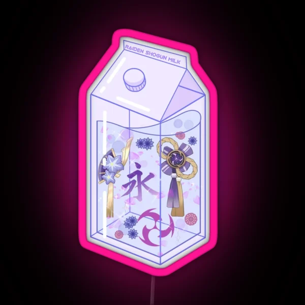 Raiden Shogun Milk Carton RGB Neon Sign