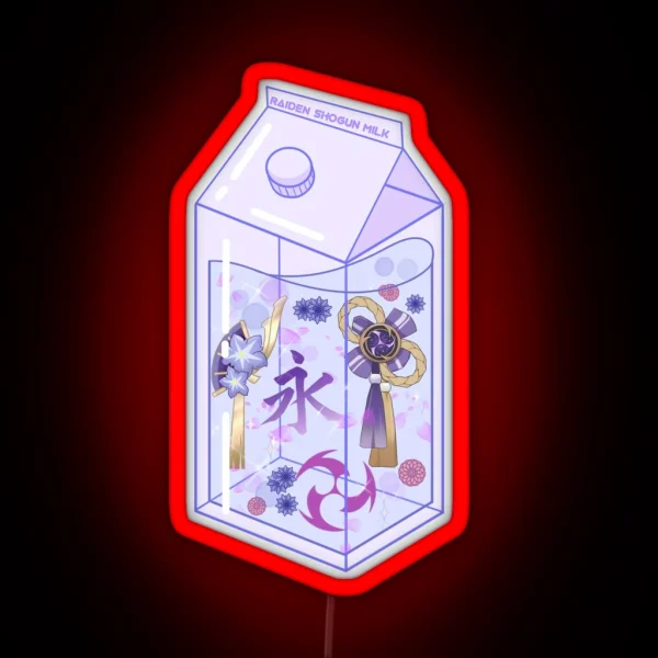 Raiden Shogun Milk Carton RGB Neon Sign
