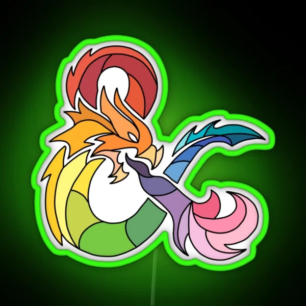 Rainbow Ampersand Dragon RGB Neon Sign