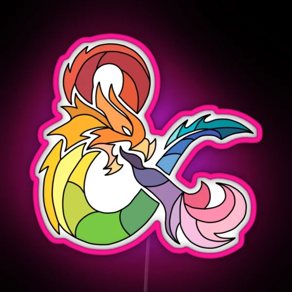 Rainbow Ampersand Dragon RGB Neon Sign