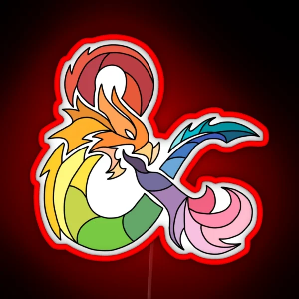 Rainbow Ampersand Dragon RGB Neon Sign