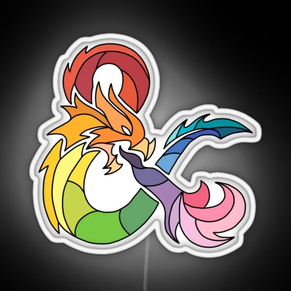 Rainbow Ampersand Dragon RGB Neon Sign