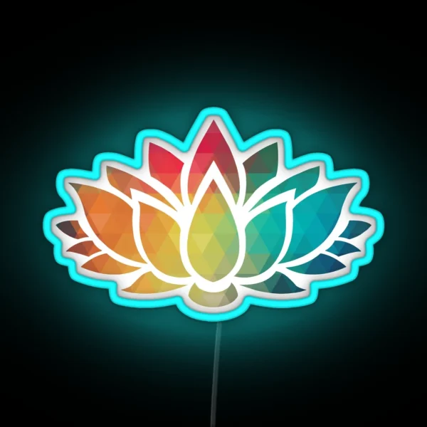 Rainbow Color Patterns Lotus Flower RGB Neon Sign
