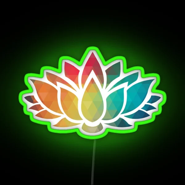 Rainbow Color Patterns Lotus Flower RGB Neon Sign