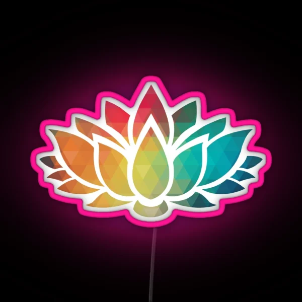 Rainbow Color Patterns Lotus Flower RGB Neon Sign