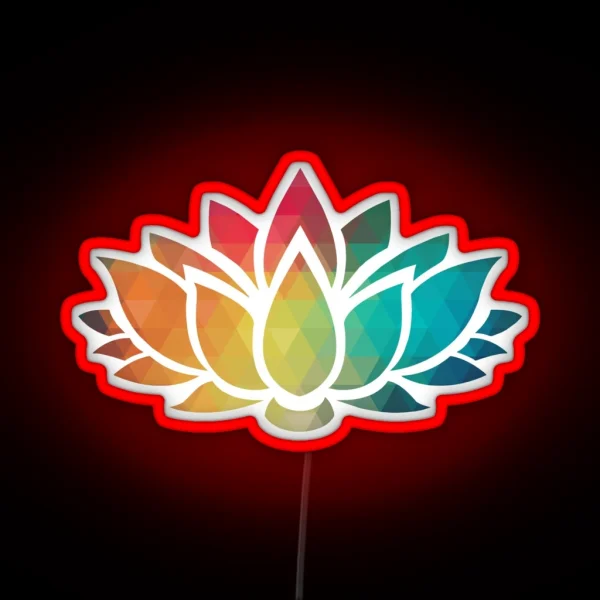 Rainbow Color Patterns Lotus Flower RGB Neon Sign