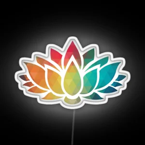 Rainbow Color Patterns Lotus Flower RGB Neon Sign