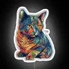 Vibrant Neon Sign Displaying Colorful Whimsical Feline Illustrations in Glowing.
