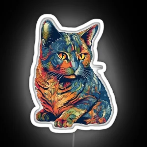 Rainbow Colored Cat Print RGB Neon Sign