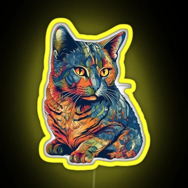 Rainbow Colored Cat Print RGB Neon Sign