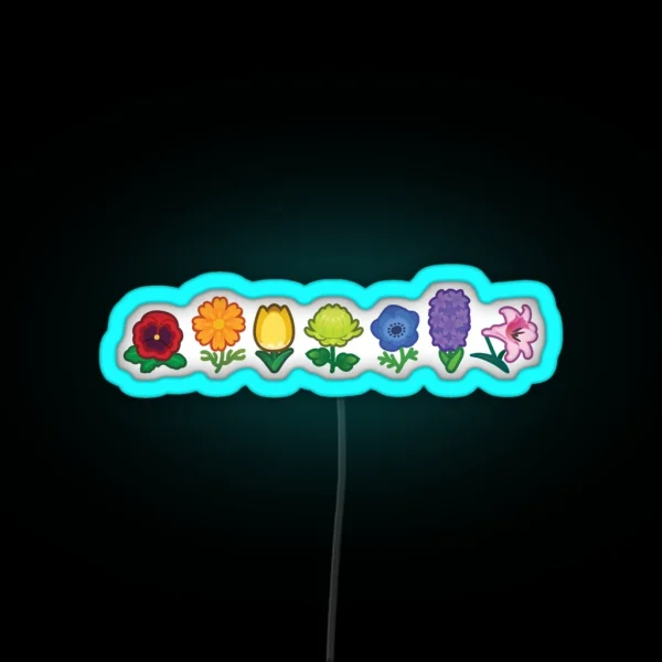 Rainbow Flower Power RGB Neon Sign