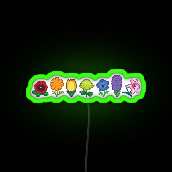Rainbow Flower Power RGB Neon Sign
