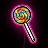 Vibrant rainbow lollipop design RGB LED neon canvas sign artwork