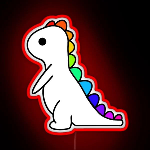 Rainbow Pride LGBTQ Dino RGB Neon Sign