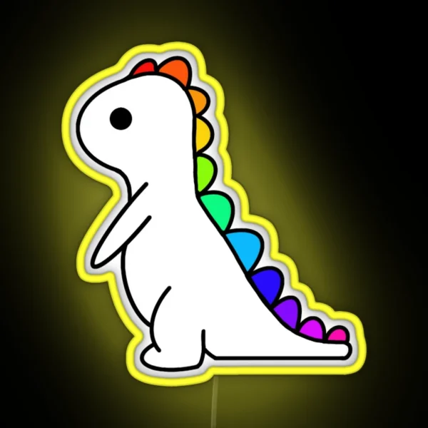 Rainbow Pride LGBTQ Dino RGB Neon Sign