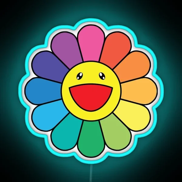 Rainbow Smiling Flower RGB Neon Sign