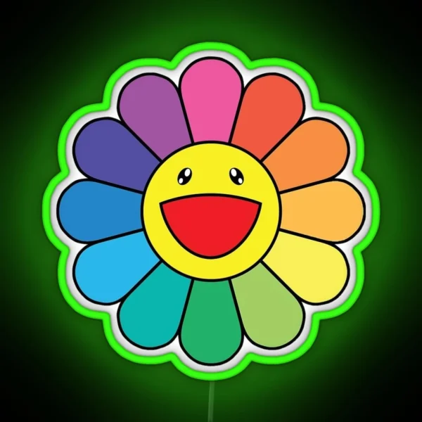 Rainbow Smiling Flower RGB Neon Sign