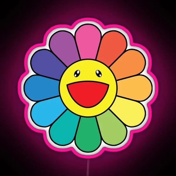 Rainbow Smiling Flower RGB Neon Sign