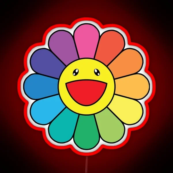 Rainbow Smiling Flower RGB Neon Sign
