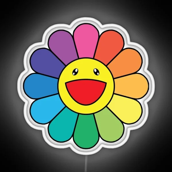 Rainbow Smiling Flower RGB Neon Sign