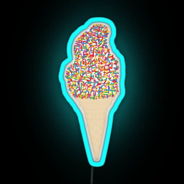 Rainbow Sprinkles Ice Cream Cone RGB Neon Sign