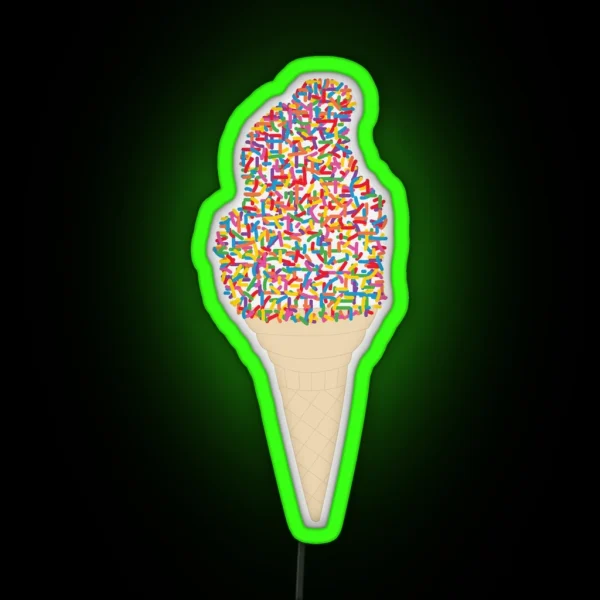 Rainbow Sprinkles Ice Cream Cone RGB Neon Sign