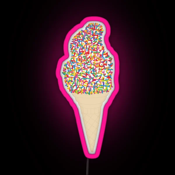 Rainbow Sprinkles Ice Cream Cone RGB Neon Sign