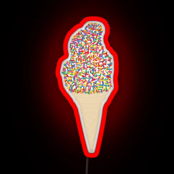 Rainbow Sprinkles Ice Cream Cone RGB Neon Sign