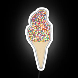 Rainbow Sprinkles Ice Cream Cone RGB Neon Sign