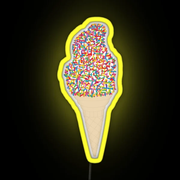 Rainbow Sprinkles Ice Cream Cone RGB Neon Sign
