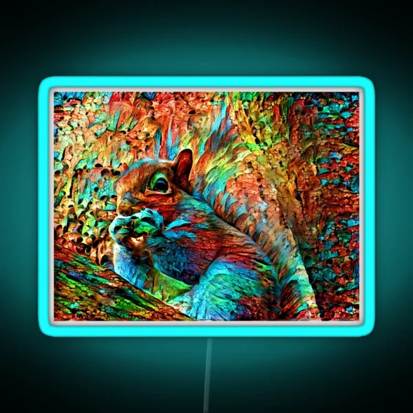 Rainbow Squirrel Abstraction RGB Neon Sign