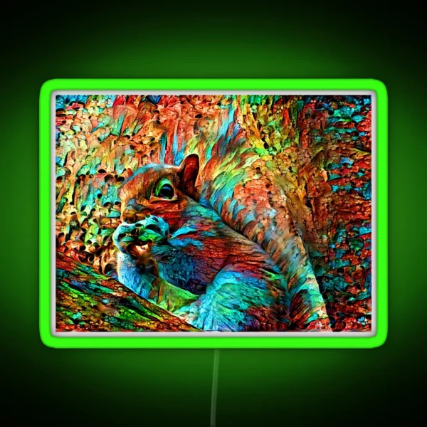 Rainbow Squirrel Abstraction RGB Neon Sign