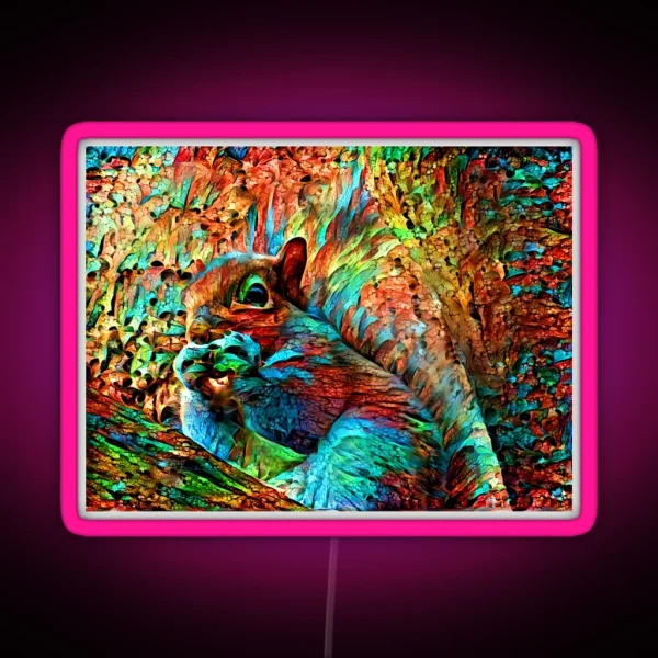 Rainbow Squirrel Abstraction RGB Neon Sign