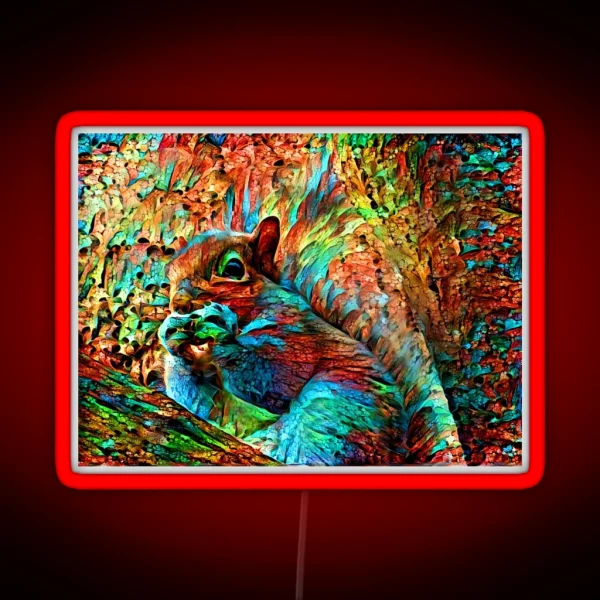 Rainbow Squirrel Abstraction RGB Neon Sign
