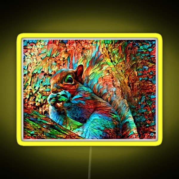 Rainbow Squirrel Abstraction RGB Neon Sign