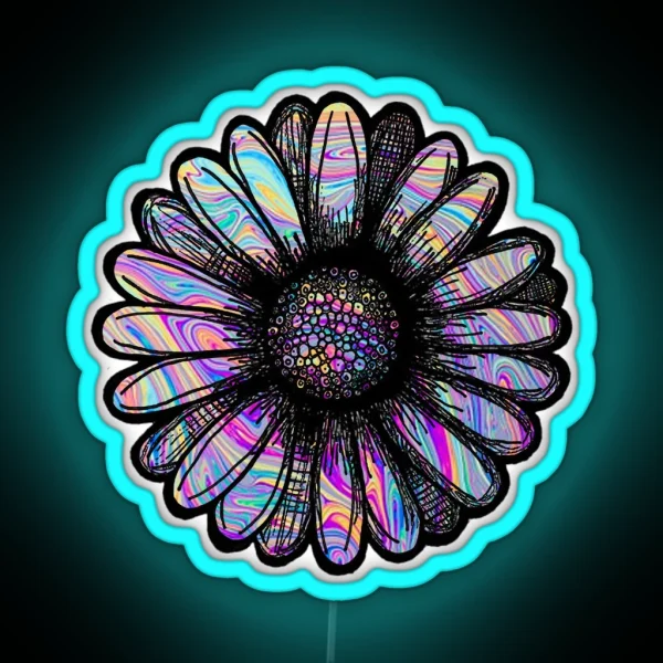Rainbow Swirl Flower RGB Neon Sign