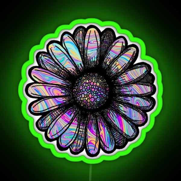 Rainbow Swirl Flower RGB Neon Sign