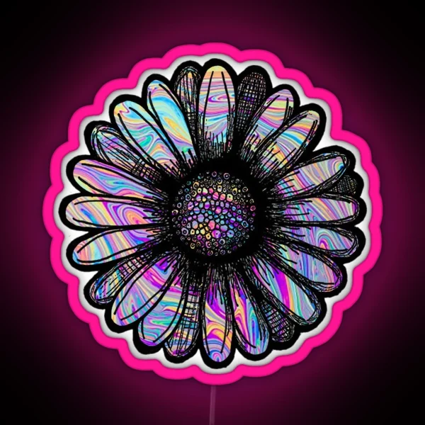 Rainbow Swirl Flower RGB Neon Sign