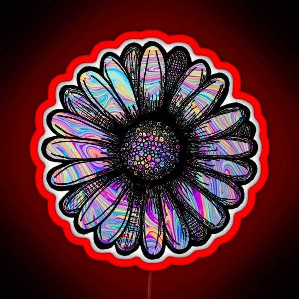 Rainbow Swirl Flower RGB Neon Sign