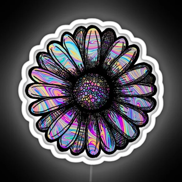 Rainbow Swirl Flower RGB Neon Sign